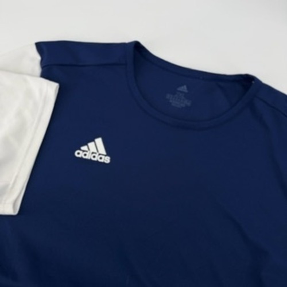 Adidas Mens 2XL Aeroready Colorblock T-Shirt Navy Blue White Short Sleeve Sport
